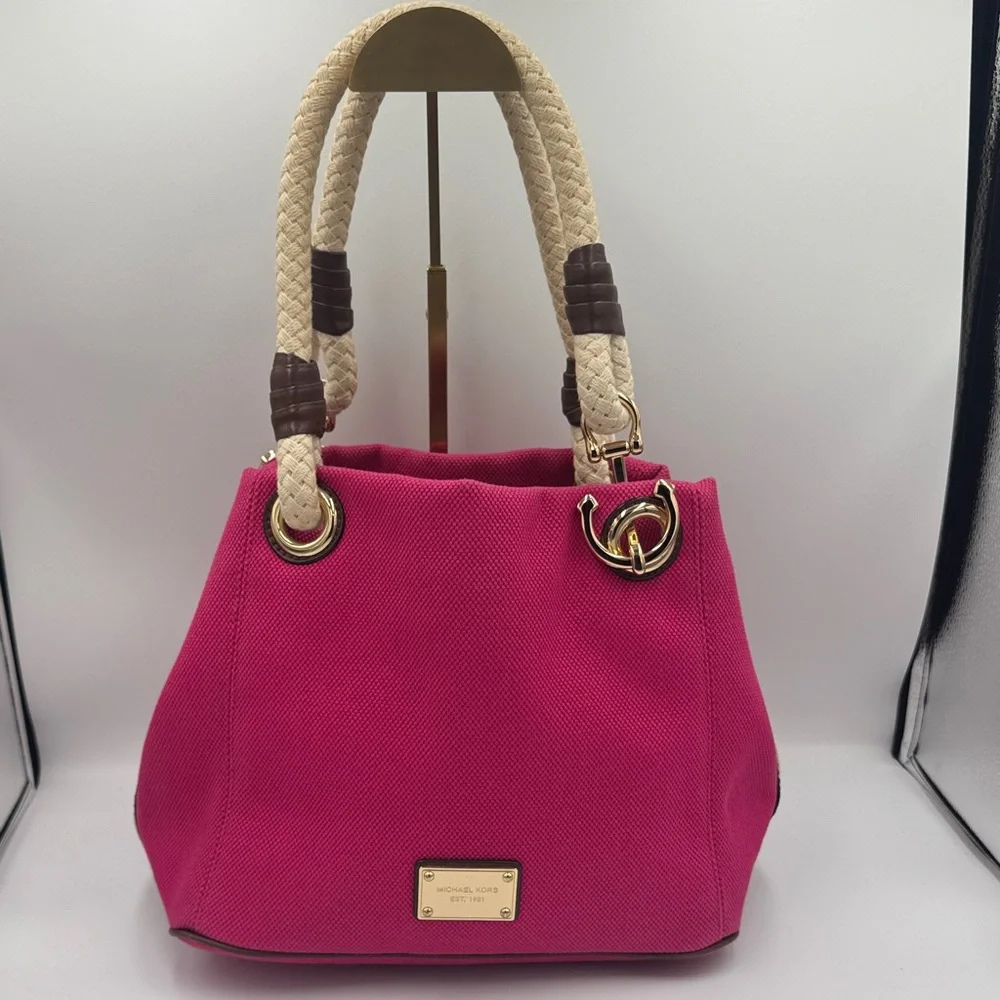 Michael Kors Fuchsia Tote with Cream Handles